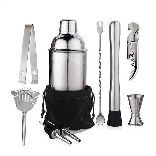 6/7/10pcs Stainless Steel Cocktail Shaker Bartending Tools Bartender Kit Martini Sharker Drink Mixer Set With Storage Bag 240729