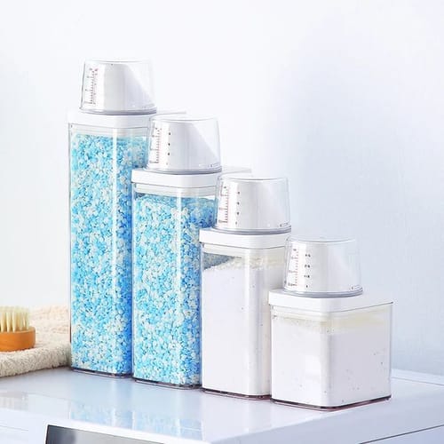 Laundry Detergent Powder Container With Measuring Cup Washing Up Powder Dispenser Food Storage Jar Airtight Storage Bottle 250211