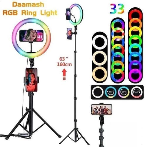 10in 26cm Selfie Ring Light Rgb Phone Stand Holder Photography Ringlight Circle Led Color Lamp Fill Light Makeup Trepied Live X250409