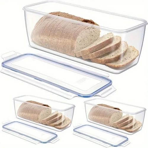 Plastic Bread Storage Box Airtight Food Storage Container Sand Bread Keeper With Lid Loaf Bread Container Kitchen Organizer 251213