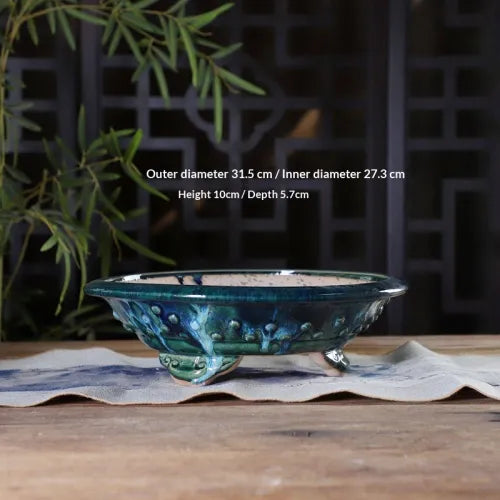 Handmade Ceramic Glazed Basins For Flower Pots Bonsai Green Plants Potted And Outdoor Planters
