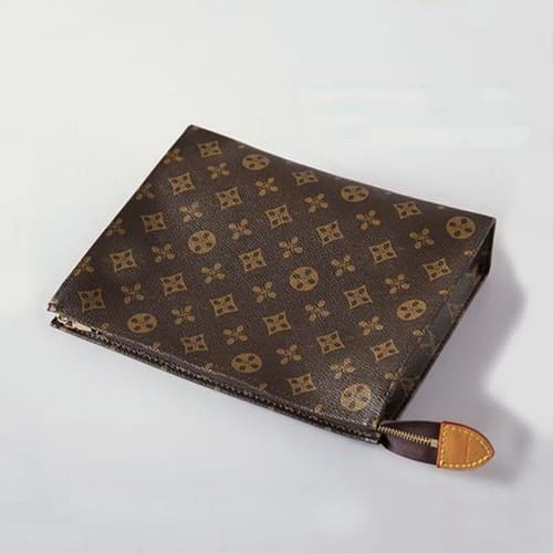 Color: Brown Gird - Women Designers Hand Bag Leather Waterproof Cosmetic Bags For Woman Travel Toiletry Pouch Luxurys Protection Ladies Makeup Clutch