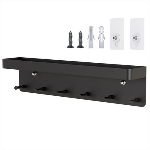 Hooks Rails 6 Wall Rack Shelf Modern Clothes Storage Hook Towel Coat Hanger Key Chain Glove Box Carbon Steel Black 230327