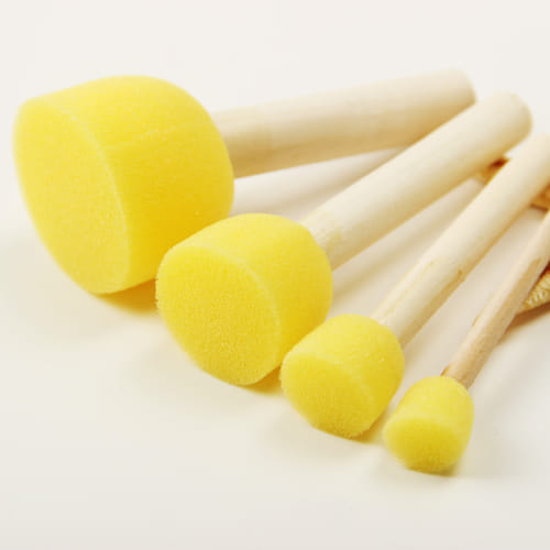4pcs/set Sponge Paint Brush Original Wooden Handle Home Wall Decor Art Wall Tool