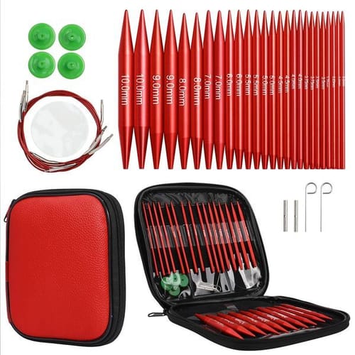 2024 Circular Knitting Needles Sets Aluminum 26pcs Interchangeable Crochet Needles With Chrysanthemum Case Sewing Accessory 231220