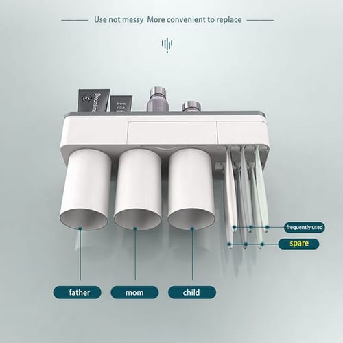 Baispo Home Bathroom Accessories Sets Magnetic Adsorption Toothbrush Holder With Toothpaste Squeezer Dispenser Storage Rack Lj201204