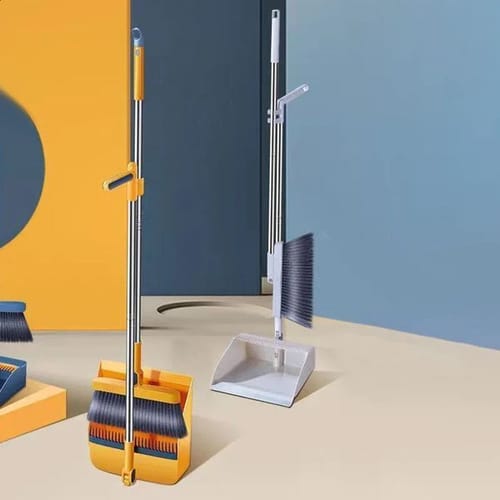 2 Piecesset Of Non Stick Sweeping Brooms Vertical Folding And Dustproof Combination Set Household Cleaning Tools Soft Fur 240824