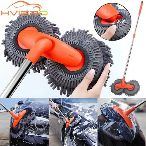 1x Car Wash Multipurpose Kit Ultra Fine Fiber Brush Mop Sponge Wipe Household Tools Universal Cleaning Accessories Yellow Grey 250425