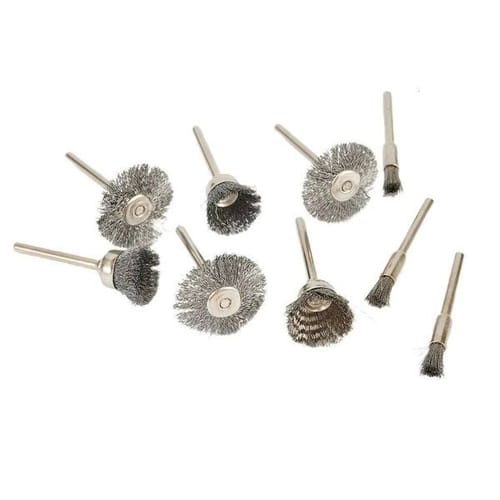 9pcs/set Steel Dremel For Ddmydesign Wire Rotary Tool Paint Rust Removal Grinding Wheel Metal Polishing Cleaning Brush