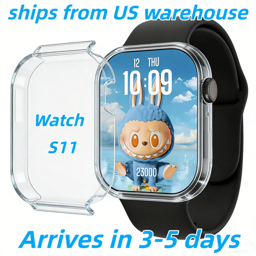 Us Stock For S11 Series Smartwatch Silicone Protective Case Accessory With 46mm Watch Face - Fitness & Sports, Silicone Case, Compatible With Ios And Android