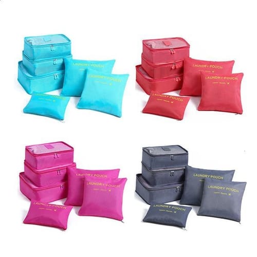 6piece Travel Organizer Bag Accessories Luggage Suitcase Waterproof Washing Clothing Storage 240830