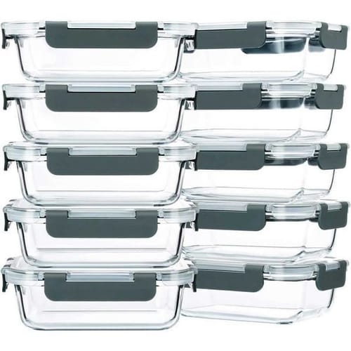 10-pack22 Oz Glass Meal Prep Containersglass Food Storage Containers With Lidsglass Lunch Containersmicrowave Oven Gray Z251110