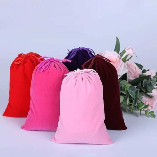 10pcs Jewelry Packagingorganizer Christmas Wedding Favor Bag Custom Link Jewelry Bag Velvet Drawstring Gift Bag Cotton Pouch M251113