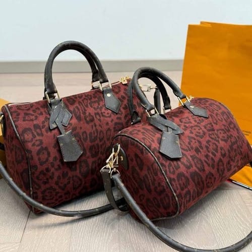 Color: Brown - Top Mens Womens Luxurys Designers Soft Leopard Pattern Pillow Leather Tote Paintings Handbag Shouder Crossbody Travel Commute Bag 30cm/26cm