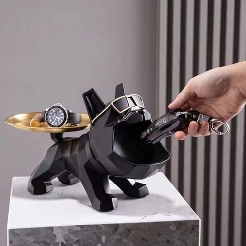 Resin Cool Bulldog Crafts Bully Dog Butler With Tray For Key Holder Storage Jewelries Animal Room Home Decor Statue Sculptu 260106