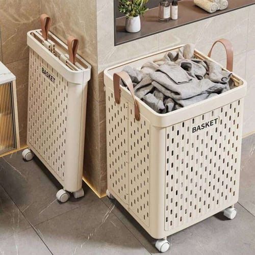 Large Capacity Foldable Laundry Hamper Home Bathroom Dirty Clothes Basket Collapsible Storage Bin 26h0110