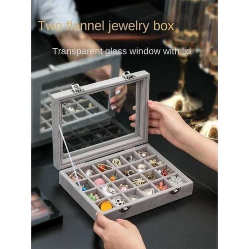 xh-zbx-24 - Size: Default - Premium Velvet Box With Large Capacity For Earrings, Rings, Necklaces And Nail Art Decorations, Jewelry Organizer Case 26h0111