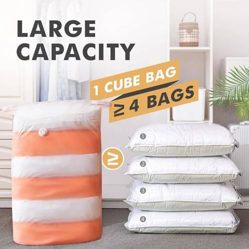 Bestseller Flat /cube Vacuum Storage Bags 2 In 1 Upgraded Cap Free Air Valve Space Saver Closet Organizers For Comforters Blankets Bedding Ddmytues
