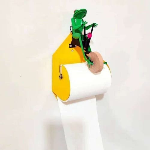 Easy Installation Wall Mount Riding Frog Roll Paper Holder Unicycle Animal Toilet Tissue Storage Rack 26y0117