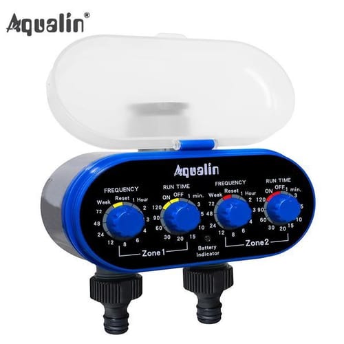 Color: White - Ball Electronic Automatic Watering Two Outlet Four Dials Water Timer Garden Irrigation Controller For Garden Yard 21032 251223