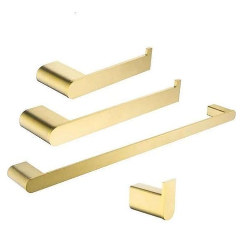Brushed Gold Bathroom Accessories Sets 4 Wall Mounted Towel Bar Robe Toilet Paper Roll Holder Stainless Steel Hardware 26w0131