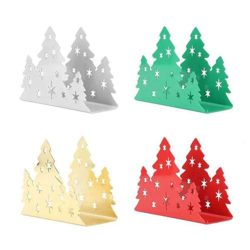 Napkin Stainless Steel Christmas Tree Shaped Tissue Paper Towel Storage Holder Decoration Happy New Year 26w0202
