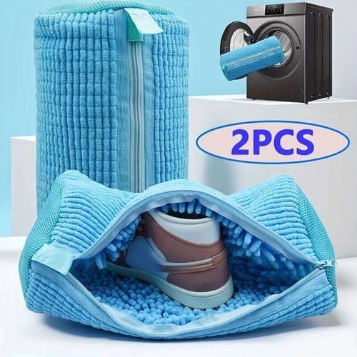 Durable Mesh Shoe Wash Bag With Zipper Rich Fluff Inside Protects Sneakers Casual Shoes In Washer Dryer Travel Storage Organizer 26h0206