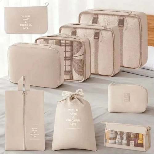7/8/9-piece Set Travel Storage Bagsdigital Toiletries Shoes Clothes Organizer Bag Suitcase Clothes Tidy Pouchpacking Cubes Set 260209