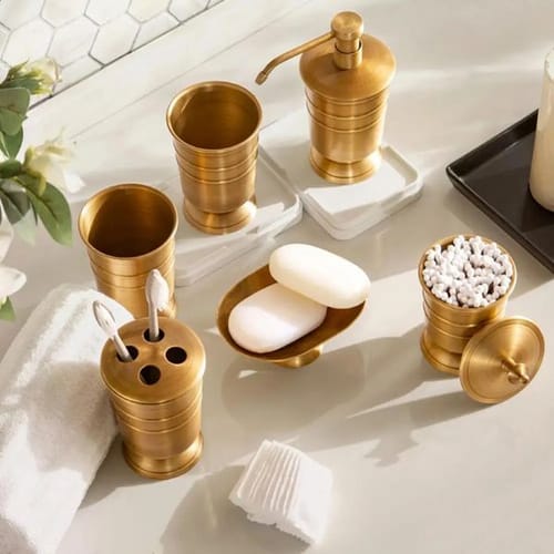 1pc Copper Mouth Cup Soap Dispenser Dish Toothbrush Holder Home Cleaning Supply Gargle Cup Storage Tank 260208