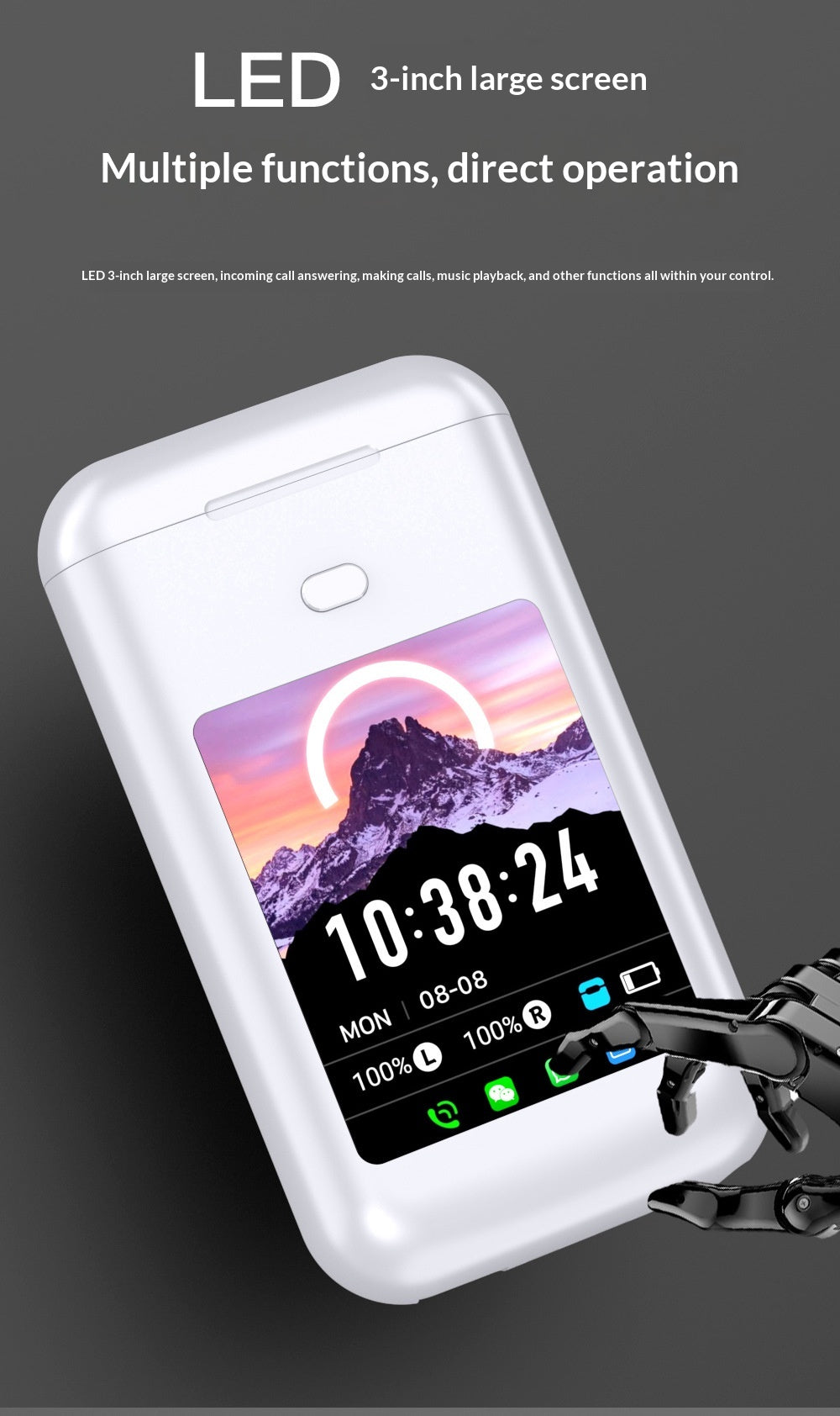 Color: White, Style: Standard - Se-two Bluetooth Touch-control Noise-canceling Transparency Mode Headphones With Display