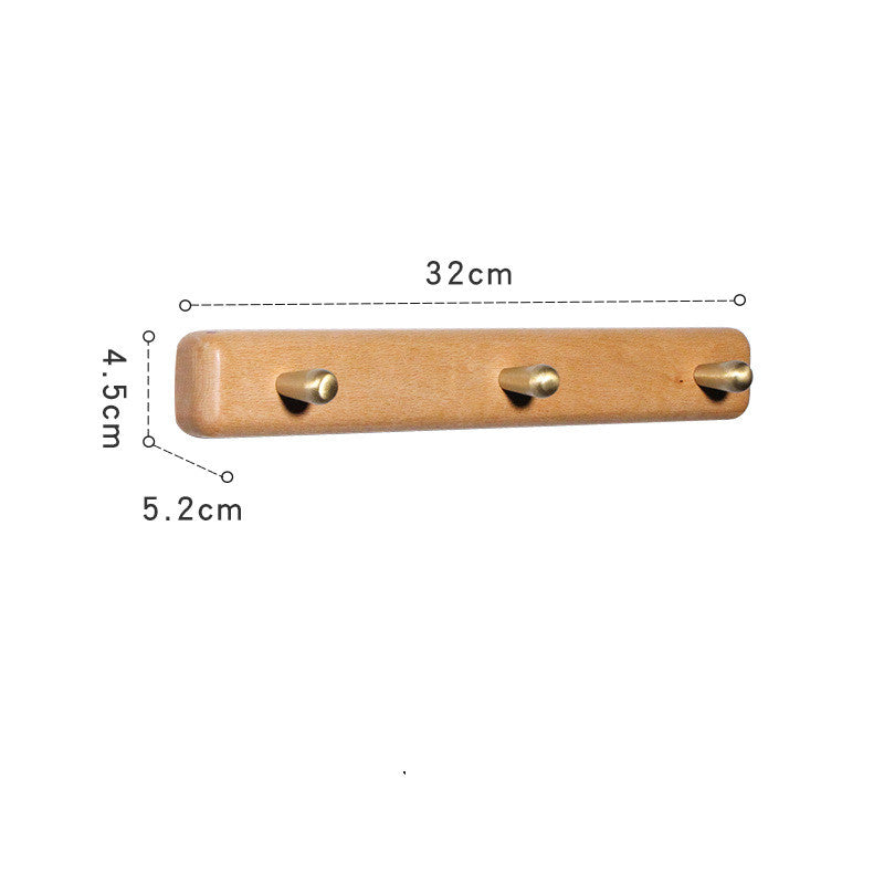 Style: Beech B, Size: Five Hooks - Custom Solid Wood Coat Hook Free Punch Wall Hanging Wall Door Behind The Living Room Kitchen Wooden Hook Coat Hook Hanger