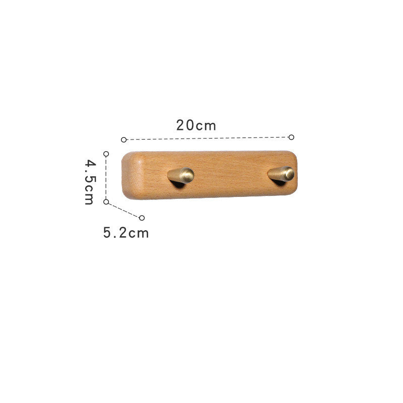 Style: Beech B, Size: Five Hooks - Custom Solid Wood Coat Hook Free Punch Wall Hanging Wall Door Behind The Living Room Kitchen Wooden Hook Coat Hook Hanger