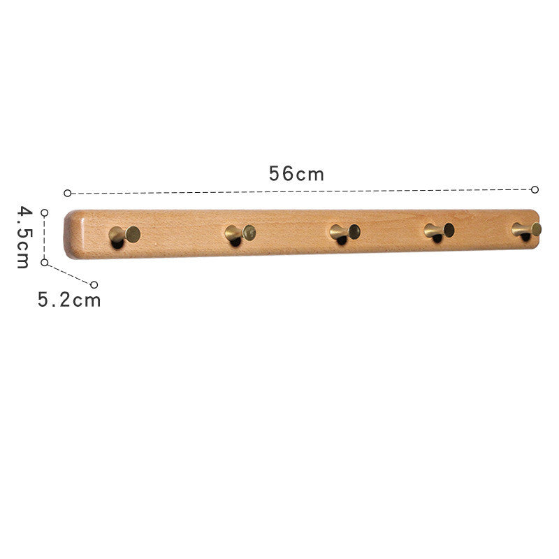 Style: Beech B, Size: Five Hooks - Custom Solid Wood Coat Hook Free Punch Wall Hanging Wall Door Behind The Living Room Kitchen Wooden Hook Coat Hook Hanger