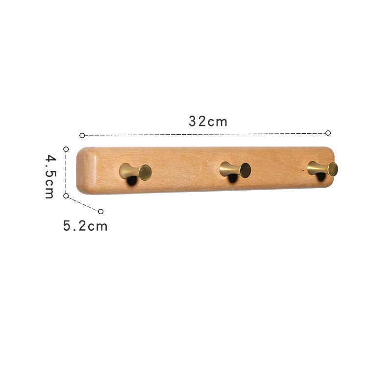 Style: Beech B, Size: Five Hooks - Custom Solid Wood Coat Hook Free Punch Wall Hanging Wall Door Behind The Living Room Kitchen Wooden Hook Coat Hook Hanger