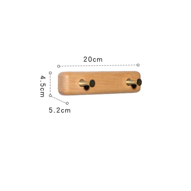 Style: Beech B, Size: Five Hooks - Custom Solid Wood Coat Hook Free Punch Wall Hanging Wall Door Behind The Living Room Kitchen Wooden Hook Coat Hook Hanger
