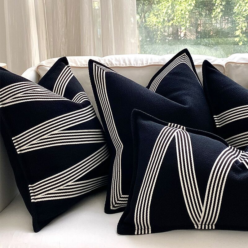 Color: Single Stripe, Pillowcase Size: 45x45cm - Geometric Striped Cotton And Linen Pillowcase