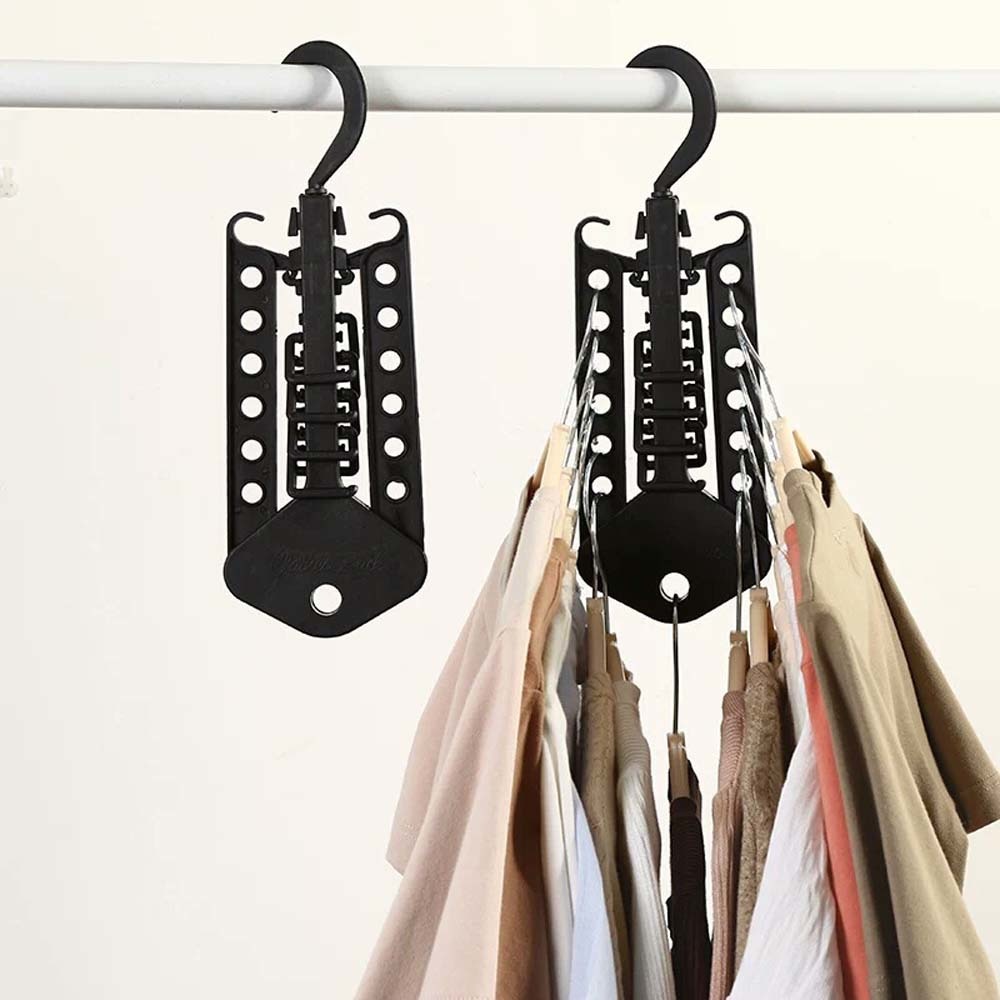 Quantity: 12 Pcs - Hanger Rack Clothes Space Saver Folding Hanger Multifunctional Magic Clothes Rack For Clothes Closet Organizer Minimalist Style