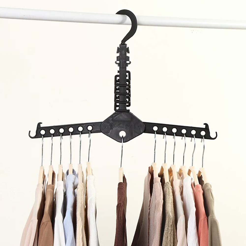 Quantity: 12 Pcs - Hanger Rack Clothes Space Saver Folding Hanger Multifunctional Magic Clothes Rack For Clothes Closet Organizer Minimalist Style