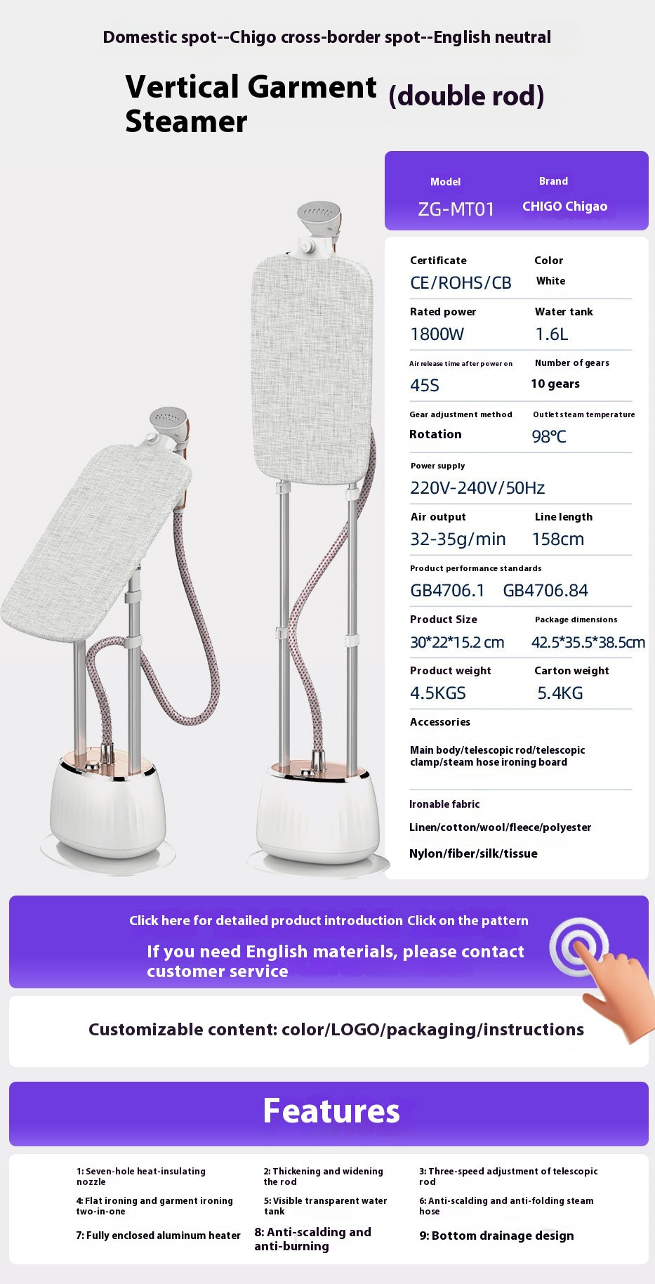 Color: Lt X7 Cardamom Green High End, Power Supply: European Standard - Hanging Ironing Machine Household Single Rod Vertical Belt Ironing Board