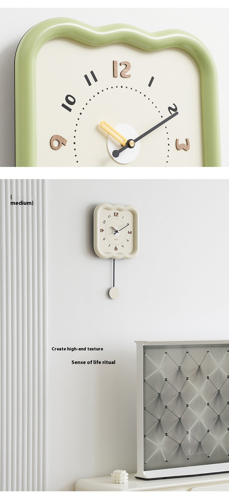 Size: Spring Green 30x52cm - Home Decoration Punch-free Modern Minimalist Wall Clock