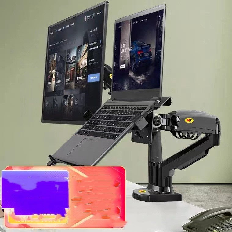 Color: Dual Arm Combination White - Dual Screen Monitor Stand Notebook