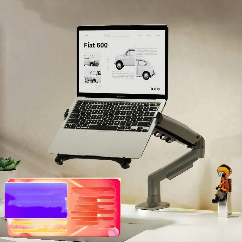 Color: Dual Arm Combination White - Dual Screen Monitor Stand Notebook