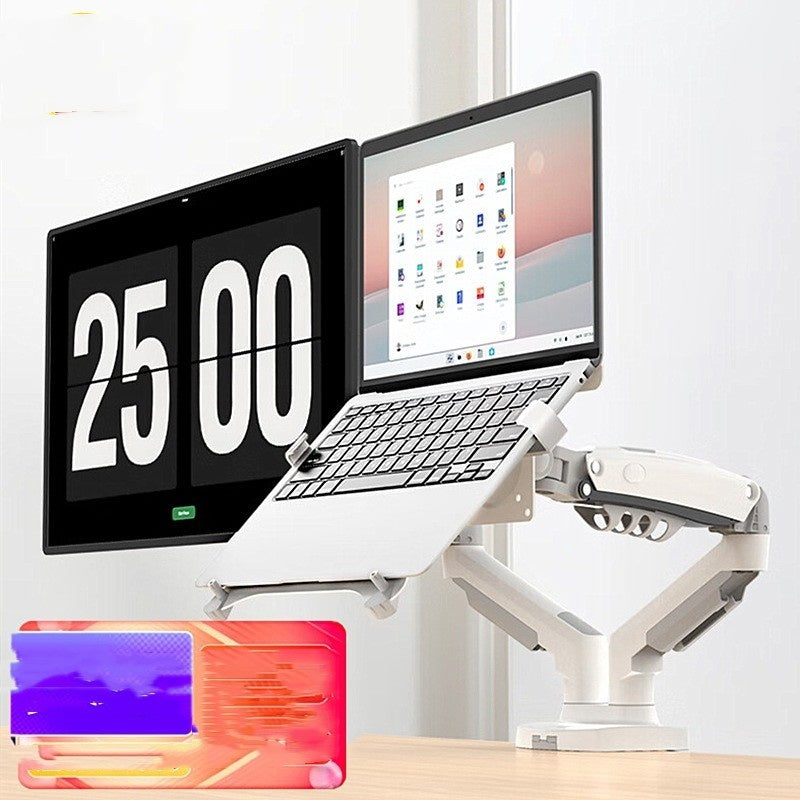 Color: Dual Arm Combination White - Dual Screen Monitor Stand Notebook