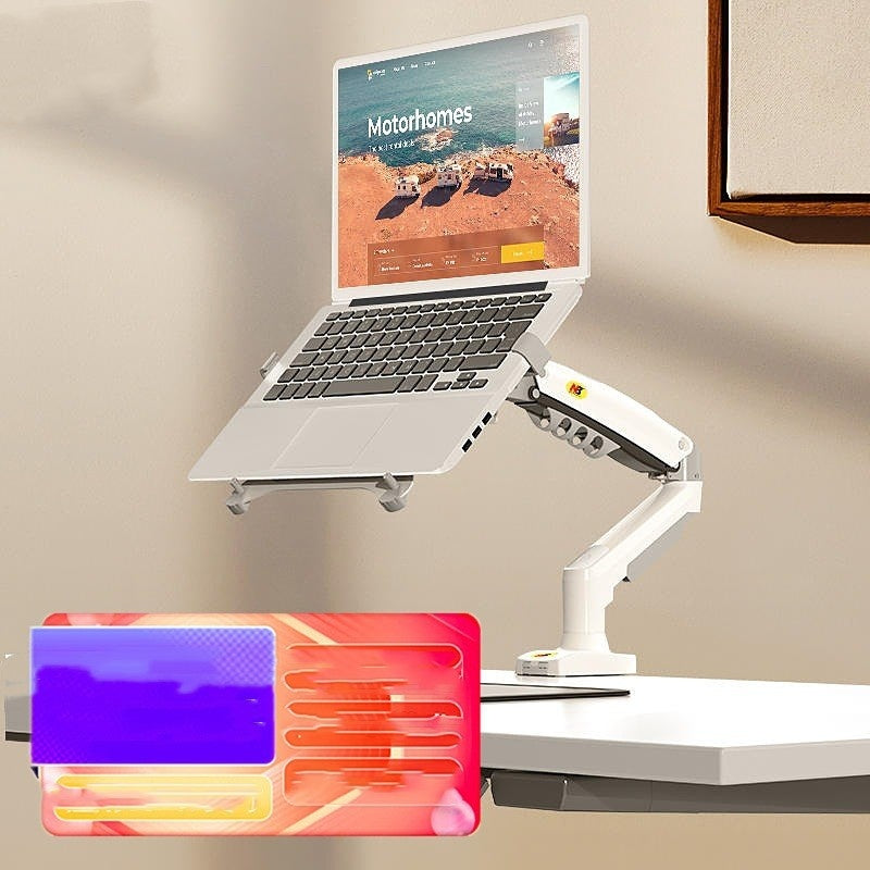 Color: Dual Arm Combination White - Dual Screen Monitor Stand Notebook