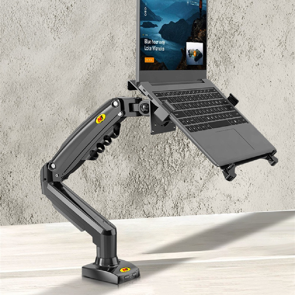 Color: Dual Arm Combination White - Dual Screen Monitor Stand Notebook