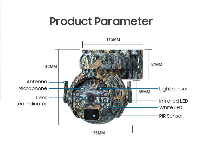 Specifications: Q51b4g Us Edition, Network Supply Mode: Wifi4g-3 Million, Pixel: - Solar Camera Outdoor Camouflage Animal Detection