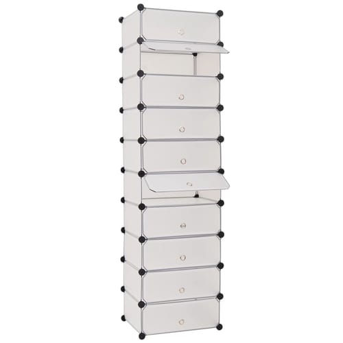 Interlocking Shoe Organizer With 10 Compartments White