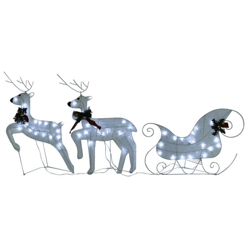Reindeer & Sleigh Christmas Decoration 60 Leds Outdoor White