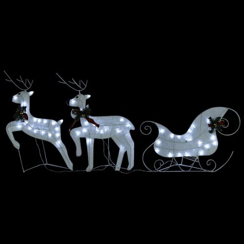 Reindeer & Sleigh Christmas Decoration 60 Leds Outdoor White