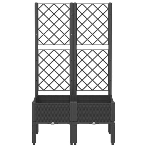 Garden Planter With Trellis Black 31.5"x15.7"x55.9" Pp